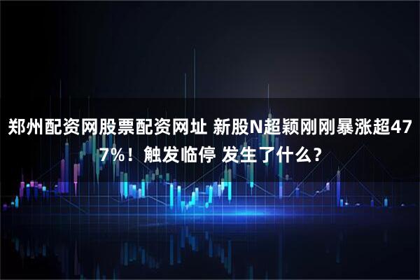 郑州配资网股票配资网址 新股N超颖刚刚暴涨超477%!触发临停 发生了什么?